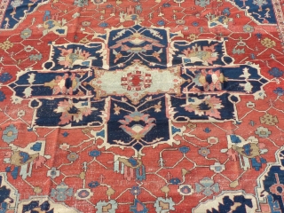 Antique Persian Serapi, c.1880-1900, 9" X 12",
Has a little wear and it has been bound on all 4 sides by machine.
No repairs, holes, tears or odors.
Has been washed.
Shipping is not included in  ...