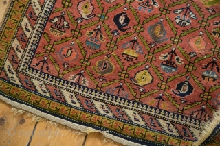 Fine Karabagh rug. Lattice motif, good shape, light oxidation. 4'1" x 5'9", contact for more info.                 