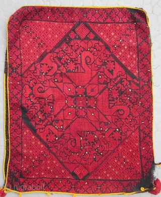 FINE PAIR OF SWAT VALLEY EMBROIDED SILK PILLOW COVERS
SAWNED TOGETHER 104 X 40 cm                   