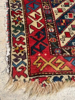Dated Gendje Caucasian Rug. Cute size. Dated. Great Colours! Size 75x128 cm                     
