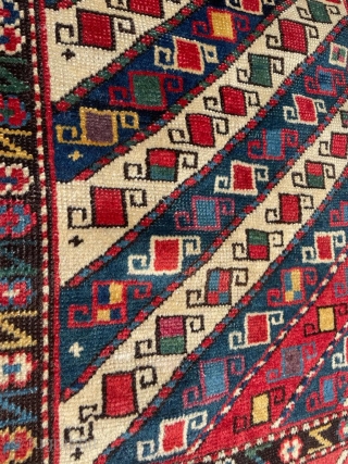 Dated Gendje Caucasian Rug. Cute size. Dated. Great Colours! Size 75x128 cm                     