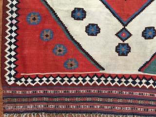 very nice 19th century Qashqai Kilim great colors , size is 4.11x7.11                     