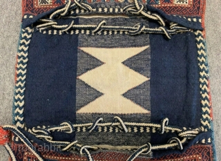 Antique Azeri Verneh Shaddah (Shahsavan?) embroided Kilim Saddlebag with naturel dyes, good condition, probably from Karabach area
~ 1900/1920

124x53cm

Mail: goekay.sargin@yahoo.de              