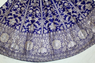 Wedding Skirt Zari (Real Silver) Brocade From Varanasi, Uttar Pradesh. India.Called As Marwadi Lehenga.(DSL05350).                   