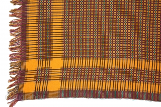 Woven Cotton Coverlet (Khes) with Geometrical Pattern Woven on a pit-loom using a Double-Weave Technique from Nasarpur or Thatta, Sind Pakistan India.Circa.1930.Its size is W-126cm x L-222cm.(DSL05360).      