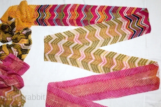 Leheriya Paag Turban - The wave pattern which is created by the resist dyeing technique(Tie Dyed Technique) on thin muslin cotton. Made in Shekhawati District of Rajasthan. India.C.1900.Used by the Mahajan community  ...