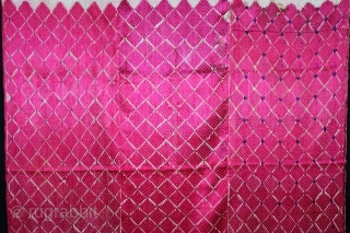 Thirma Phulkari From West(Pakistan)Punjab India Called As Burfi Thirma Bagh.C.1900.Floss Silk on Hand Spun Cotton khaddar Cloth.(DSL05430).                