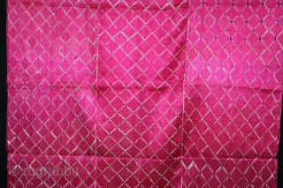 Thirma Phulkari From West(Pakistan)Punjab India Called As Burfi Thirma Bagh.C.1900.Floss Silk on Hand Spun Cotton khaddar Cloth.(DSL05430).                