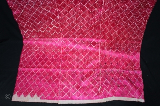 Thirma Phulkari From West(Pakistan)Punjab India Called As Burfi Thirma Bagh.C.1900.Floss Silk on Hand Spun Cotton khaddar Cloth.(DSL05430).                