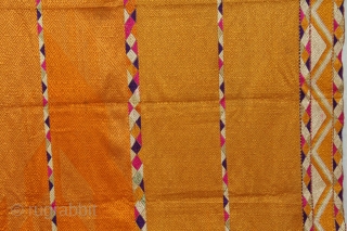 Phulkari From West (Pakistan)Punjab India Called As Vari-Da-Bagh.Rare Panch Rangi Borders Both Side Design.Floss Silk on Hand Spun Cotton khaddar.This bagh was gifted to the bride by her in-laws when she was  ...