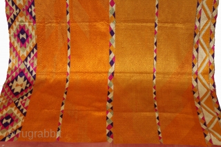 Phulkari From West (Pakistan)Punjab India Called As Vari-Da-Bagh.Rare Panch Rangi Borders Both Side Design.Floss Silk on Hand Spun Cotton khaddar.This bagh was gifted to the bride by her in-laws when she was  ...