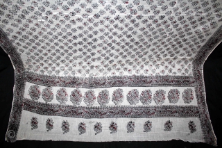 Sanganeri Hand Block-Printed on Mull-Mull Cotton Safa(Turban) know As Sanganer Rajasthan India.C.1900.Its size is 7 yard.(DSL04480).                 