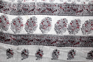 Sanganeri Hand Block-Printed on Mull-Mull Cotton Safa(Turban) know As Sanganer Rajasthan India.C.1900.Its size is 7 yard.(DSL04480).                 