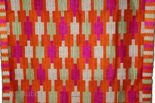 Phulkari From East(Punjab)India Called As Belan Motif Bagh.C.1900. Rare Design. Floss Silk on Hand Spun Cotton khaddar Cloth. Its size is 134cm x 236cm.(DSL05270).         