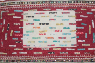 Baby Quilt Embroidered and Appliqued work Made by Gadhvi (Chaaran) Community of Dwarka region of Saurashtra Gujrat India.Very Fine Mirror and Patch work on edges and Running stitches all over.Very unusual and  ...