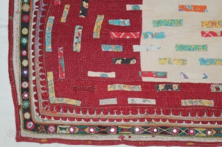 Baby Quilt Embroidered and Appliqued work Made by Gadhvi (Chaaran) Community of Dwarka region of Saurashtra Gujrat India.Very Fine Mirror and Patch work on edges and Running stitches all over.Very unusual and  ...