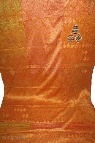 Vari-Da-Bagh From West (Pakistan) Punjab India Called As Vari-Da-Bagh.C.1900. Very Rare Different Design of Pallu and Different colour Nazar Buti. Floss Silk on Hand Spun Cotton khaddar Cloth. Its size is 135cm  ...