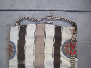 Karapinar Cargo / Grain Storage bag.....Konya area in Central Anatolia....
1st half 20th C...all wool with plaited strap and felt 'grips '..... 2' x 3'4" (60cm x 100cm )....very good condition with some  ...