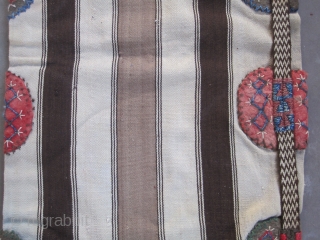 Karapinar Cargo / Grain Storage bag.....Konya area in Central Anatolia....
1st half 20th C...all wool with plaited strap and felt 'grips '..... 2' x 3'4" (60cm x 100cm )....very good condition with some  ...