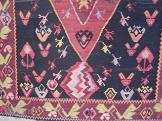 Armenian kilim...dated 1937....excellent condition....mostly aniline dyes.....
5'4" x 9'6" ( 162cm x 290cm )...wonderful abrash and artistic drawing as shown.              