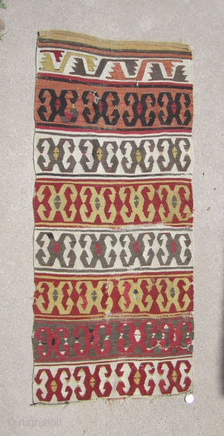 Central Anatolian Konya kilim fragemnt.....circa 1800....2'4" x 5'3" (70 x 160cm ).....probably a half of a 1/2.....condition as found and shown            