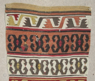 Central Anatolian Konya kilim fragemnt.....circa 1800....2'4" x 5'3" (70 x 160cm ).....probably a half of a 1/2.....condition as found and shown            