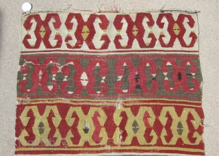 Central Anatolian Konya kilim fragemnt.....circa 1800....2'4" x 5'3" (70 x 160cm ).....probably a half of a 1/2.....condition as found and shown            