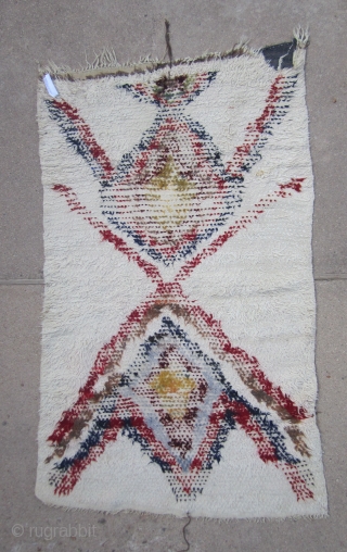Central Anatolia....Karapinar Vintage Tulu....circa 1940...wool and mohair....aniline dyes....3'8" x 5'6" (110 x 180cm)....condition as found and shown                