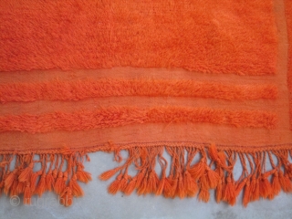 Karapinar Tulu....mid 20th C.....looped technique / coverlet...wool and Angora goat hair...... 3'10" x 5'2"...(120 x 160 CM )....dip-dyed with aniline dyes....
a few 'wish knots ' .... in good condition as found  