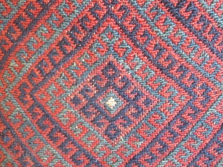 West Persian ( Bijar ) Kurdish saddlebag Pillows...late 19th....sumack weave...all vegetal dyes...excellent condition....cotton velour backing....13" x 16" (33 x 40 cm )           