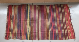 Anatolian palas kilim fragment....Konya region ( Cecimusine ? ).... c.1825.....
excellent color.....3'7" x 6'6"  (110 x 200 cm )....condition as found and shown .         