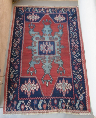 Armenian kilim...Karabagh /Northeast Anatolia....5'6" x 8'3" (170 x 250 cm) ....circa 1900....all wool...very tight weave & excellent condition as shown....mostly vegetal /some analine dyes.         