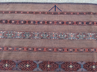 19th century Karadashli chuval in immaculate condition. No stains, wonderful colors in the striped bands. Lot's of Tekkes in this style but not Karadashlis.

2ft 8in x 3ft 9in

Cheers.     