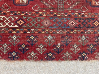 19th century Ersari chuval. Large scale secondary guls and all the beautiful saturated colors you could want. Former George Gilmore piece. 5'0" x 3'2". Contact: steven.malloch@gmail.com or gerrerugs@gmail.com     