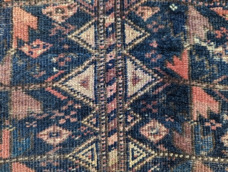 19th century Timuri Baluch child's prayer rug with two colors of silk. Mostly original selvedge. Recently washed. 2'3" x 4'1" or 69 x 125cm         