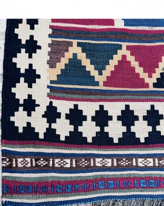 beautiful Qashqai Kilim circa1880 all good colors and perfect condition wool on wool size206x116cm                   