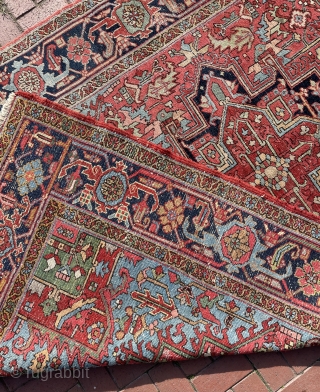 Antique Heriz carpet circa 1910 around, all colors natural dyes. Size: 310 x 202 cm. Contact for more details              
