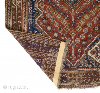 Antique tribal Persian Qashqai rug, 4.7 x 6.7 Ft (140x200 cm)                      