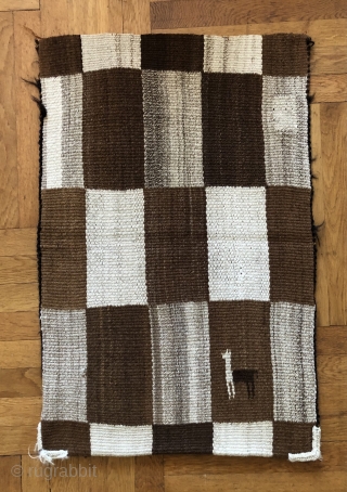 Two beautiful Aymara storage/ transport bags woven with a discontinuous warp faced weave in a checkerboard design.  Very few bags of this type are known and these are as good as  ...