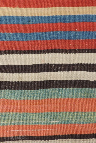 Stripes - Anatolian style. This early kilim has great color! Both of the side selvedges are intact. There is probably some small amount missing at the two ends, but the kilim must  ...