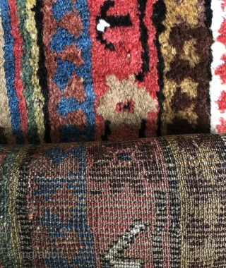 This is a very good, lush, old Kurdish rug of the 19th century. It has full pile throughout with a beautiful natural camel hair field. Great colors including very interesting shades of  ...