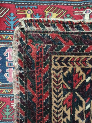 Baluch balisht.  Very saturated colors and great wools.  Condition is a bit rough on the edges, but otherwise has good pile.

See https://photos.app.goo.gl/uL6epPzjVU3tiWPr8 for higher resolution photos.     