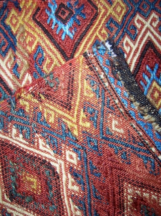 Mafrash side panel.  Brocade.  Good condition, small areas of wear.  Nice blues.                  