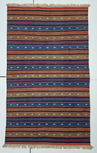 Jail Dhurrie, Multi Colour striped , Hand Spun Cotton From Bikaner Rajasthan , India. India.

These Kinds Of Jail Dhurrie’s Were Made In Indian Parisons During British Rule In India.

C.1875 -1900

Its size is  ...