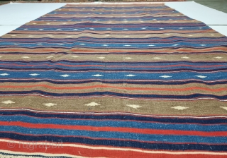 Jail Dhurrie, Multi Colour striped , Hand Spun Cotton From Bikaner Rajasthan , India. India.

These Kinds Of Jail Dhurrie’s Were Made In Indian Parisons During British Rule In India.

C.1875 -1900

Its size is  ...