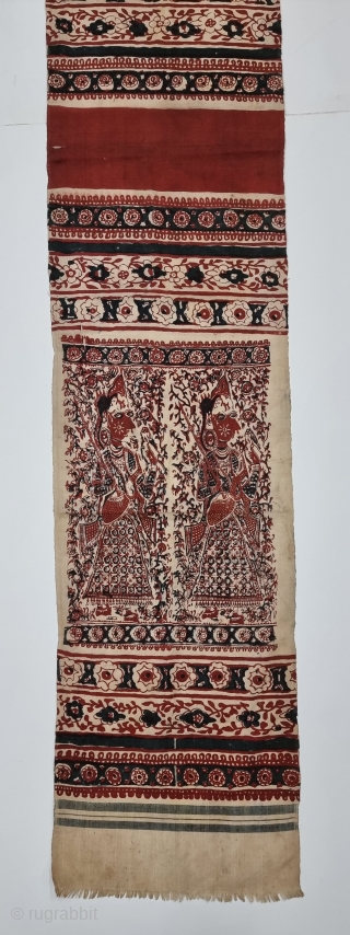 Ceremonial "Maa" Textiles Depicting Celestial Musicians, Hand Block-Printed on thick Cotton, Made in Indonesia for the Local Market.
Exported to the South-East Asian Market.
Toraja people (Sulawesi, Indonesia).

C.1900-1925.
Its size is 34cmX205cm (20230218_142943).
      