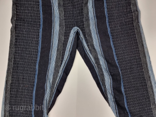 Indigo Blue African Tribal Trouser (Ejar) From Africa, Its Silk Embroidery on Natural Colour , Indigo Blue Cotton Stripes.

C.1875-1900.

Its size is L-98cm,W-120cm (20230306_163634).          