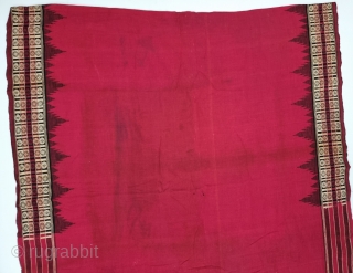 Sari( Devadasi Sari  or Viman Kusumi Sari ) From Orissa,Orissa is an eastern state of India,on the Bay of Bengal. Sari of red cotton bordered by black stripes, the plain weave  ...