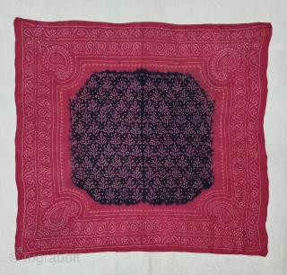 An Rare Floral Design Ceremonial Bandhani (Tie and Dye )
Rumal for the Groom, Tie and Dye Work on the Gajji-Silk, 

From Kutch Region of Gujarat, India.

C.1875-1900.

Its size is 70cmX74cm.

This was Traditionally used  ...