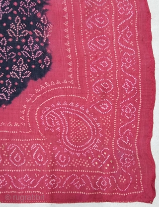 An Rare Floral Design Ceremonial Bandhani (Tie and Dye )
Rumal for the Groom, Tie and Dye Work on the Gajji-Silk, 

From Kutch Region of Gujarat, India.

C.1875-1900.

Its size is 70cmX74cm.

This was Traditionally used  ...